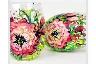 Paint Nite: Blooming Flowers Stemless Wine Glasses